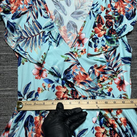Kayla's Armoire Dress Women's L Blue Floral Summer KD1169 - Picture 7 of 11